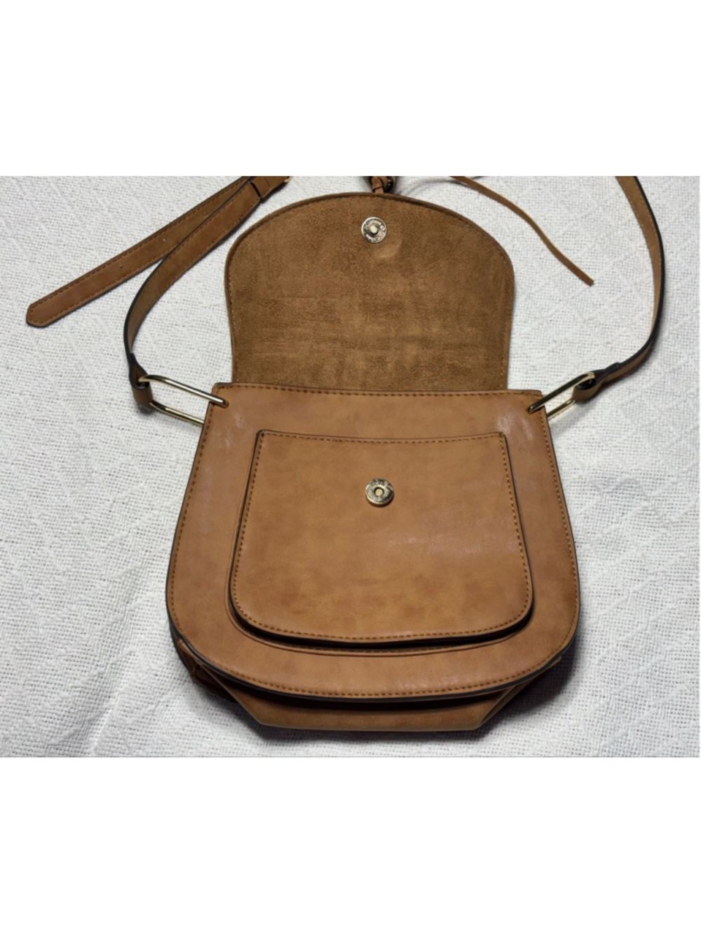 EUC Franco Sarto Western Equestrian Boho Tan Faux Leather "Rex" Saddle Bag - Picture 5 of 9